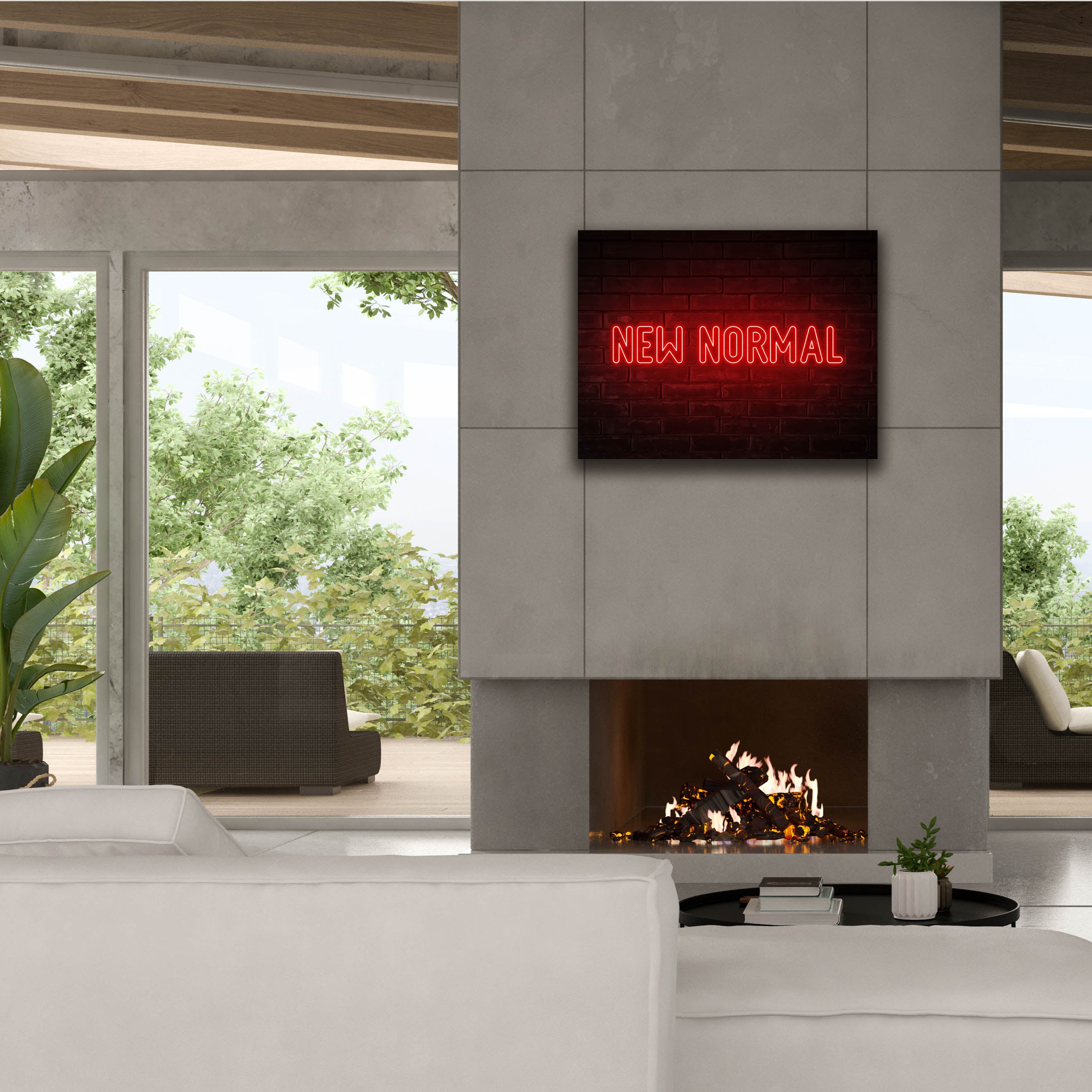 'New Normal In Neon Red' by Epic Portfolio, Canvas Wall Art,34 x 26