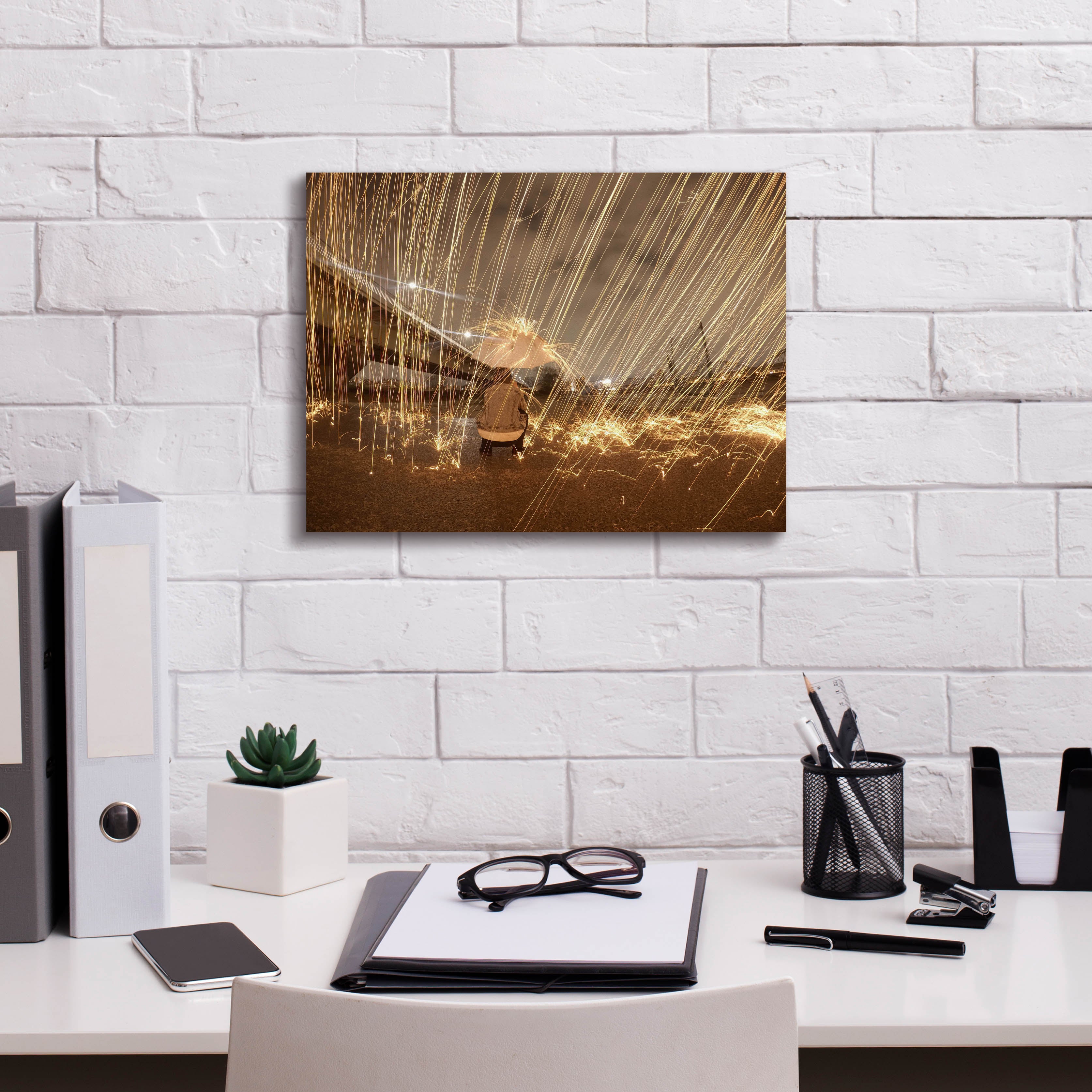 'Metallic Rain' by Epic Portfolio, Canvas Wall Art,16 x 12