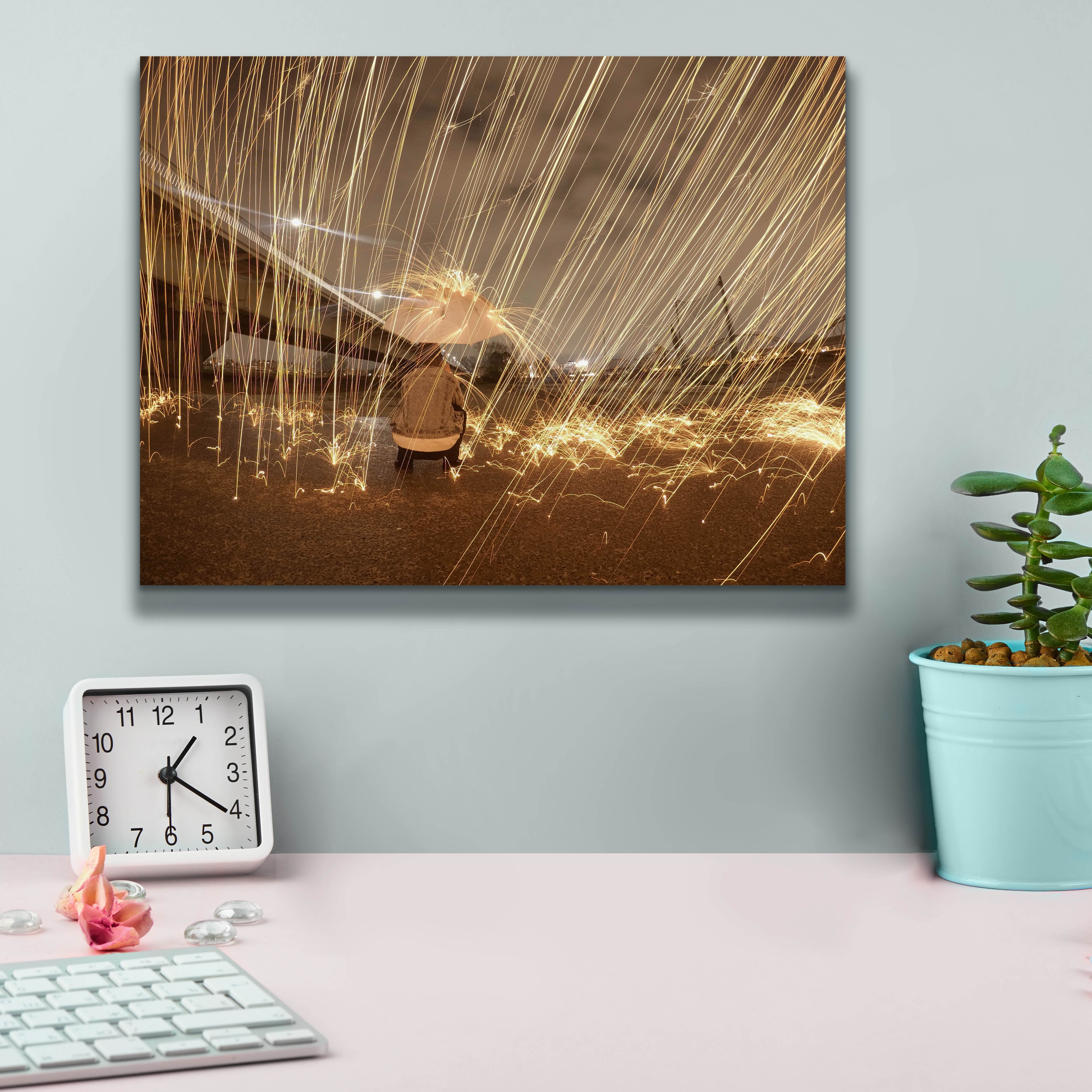 'Metallic Rain' by Epic Portfolio, Canvas Wall Art,16 x 12