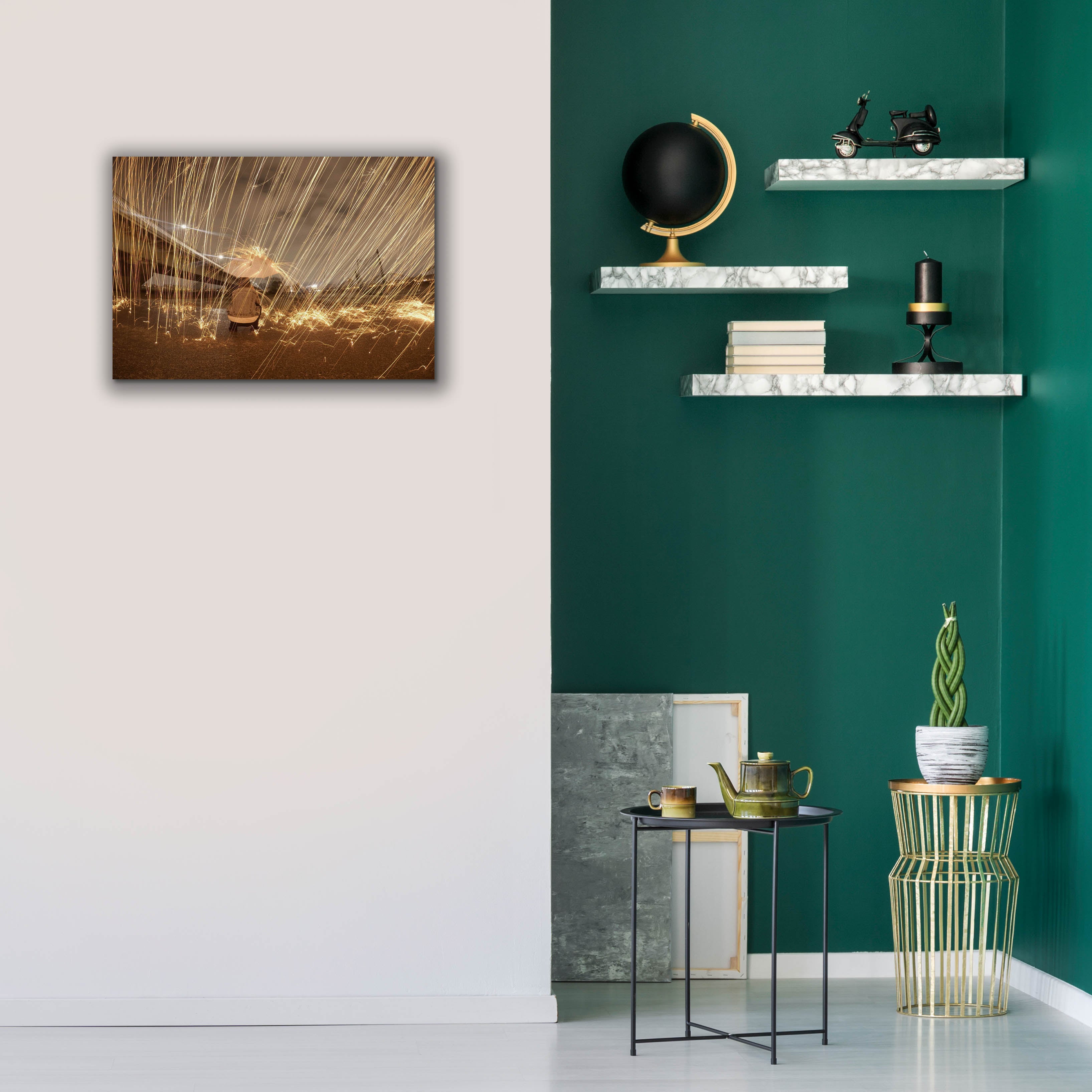 'Metallic Rain' by Epic Portfolio, Canvas Wall Art,26 x 18