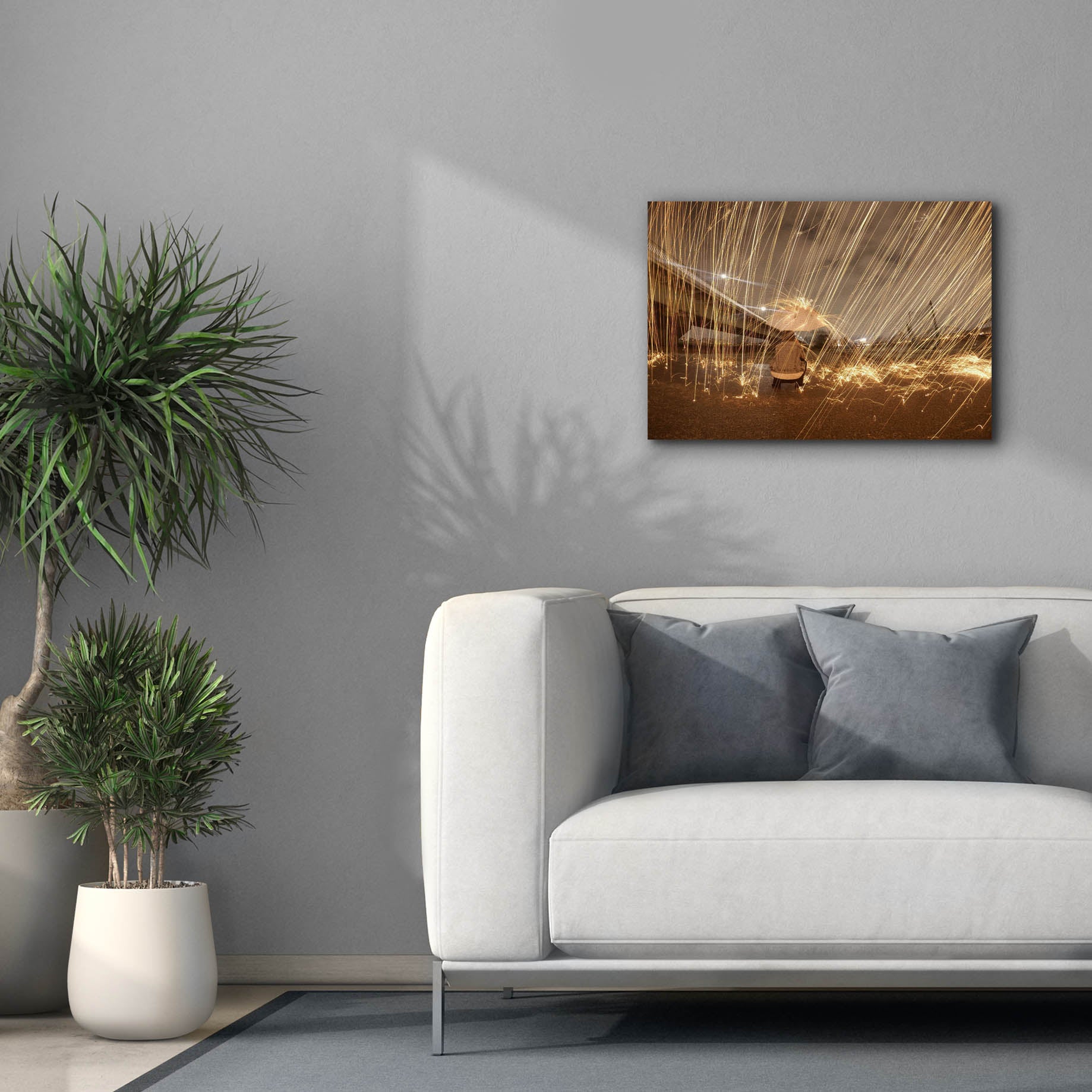 'Metallic Rain' by Epic Portfolio, Canvas Wall Art,26 x 18