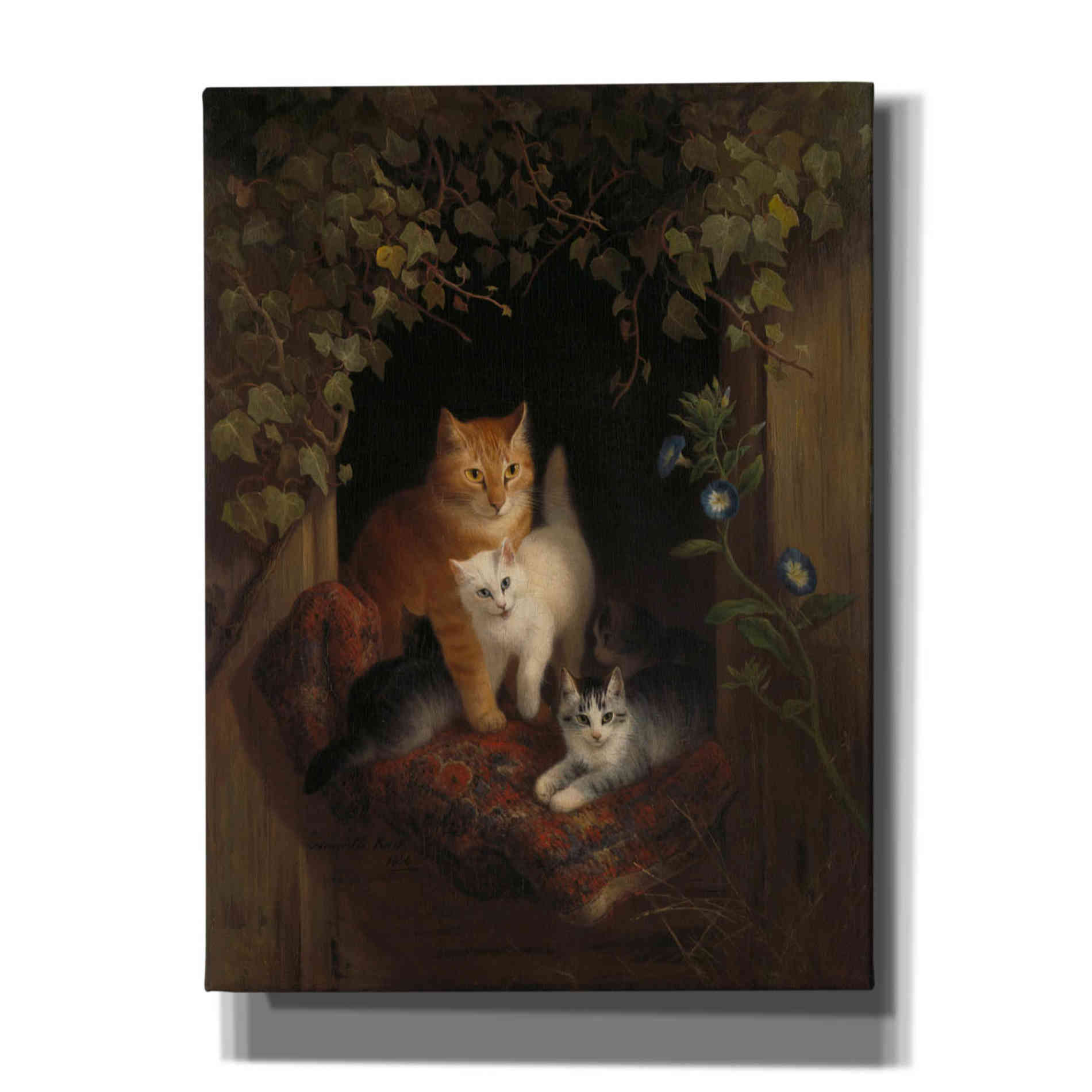 'Cat with Kittens' by Henriette Ronner-Knip, Canvas Wall Art,Size B Portrait