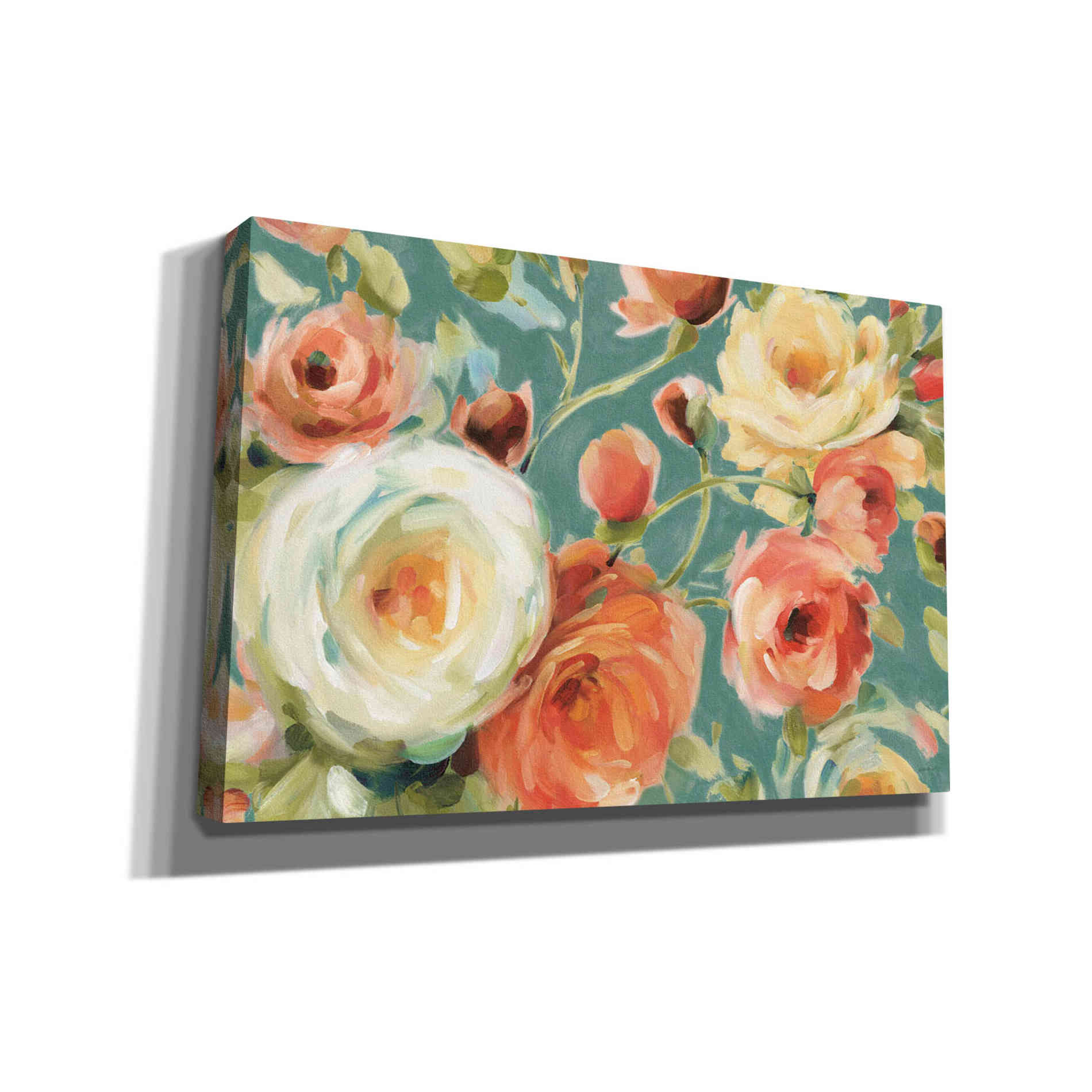 'Florabundance I in Teal' by Lisa Audit, Canvas Wall Art