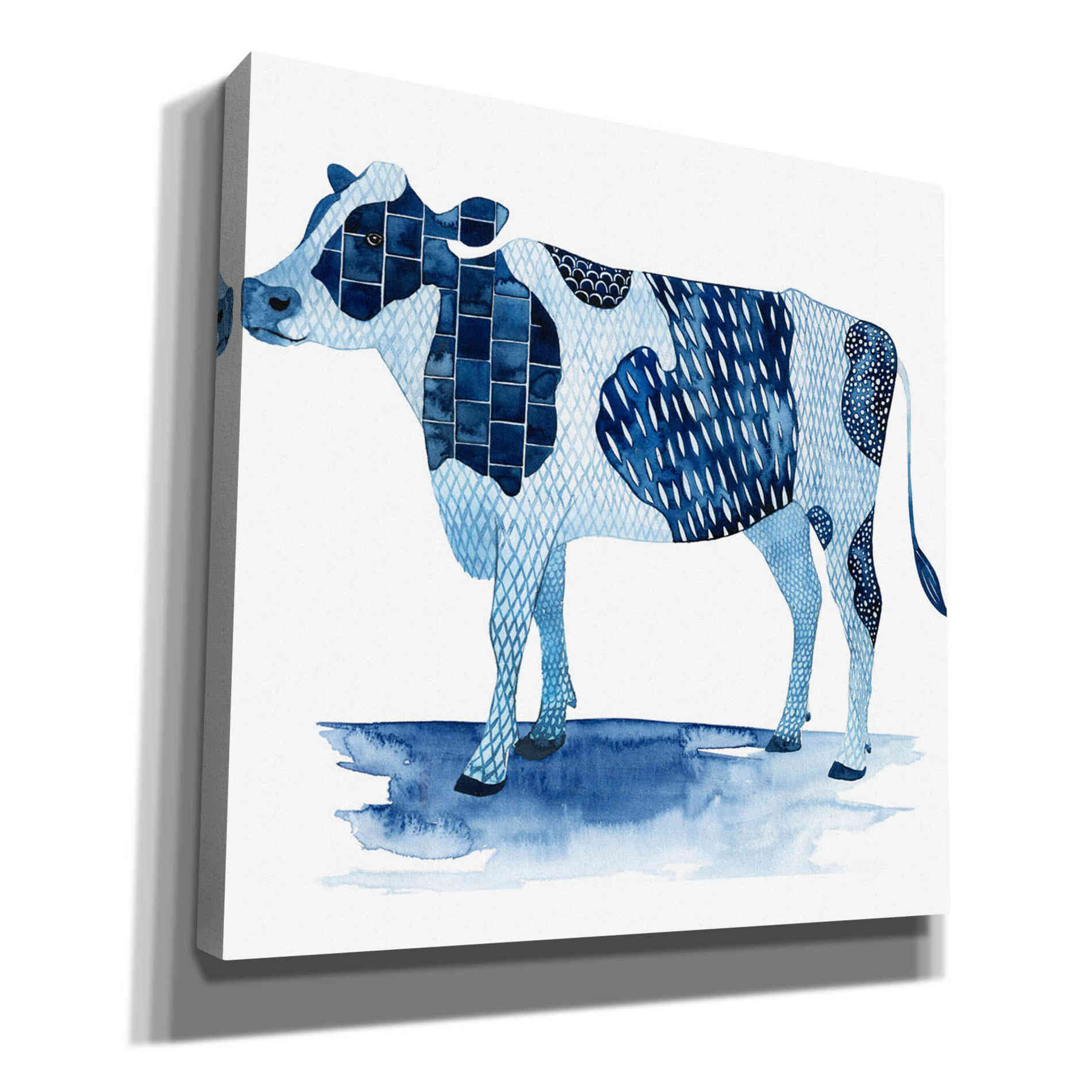 'Cobalt Farm Animals I' by Grace Popp, Canvas Wall Glass