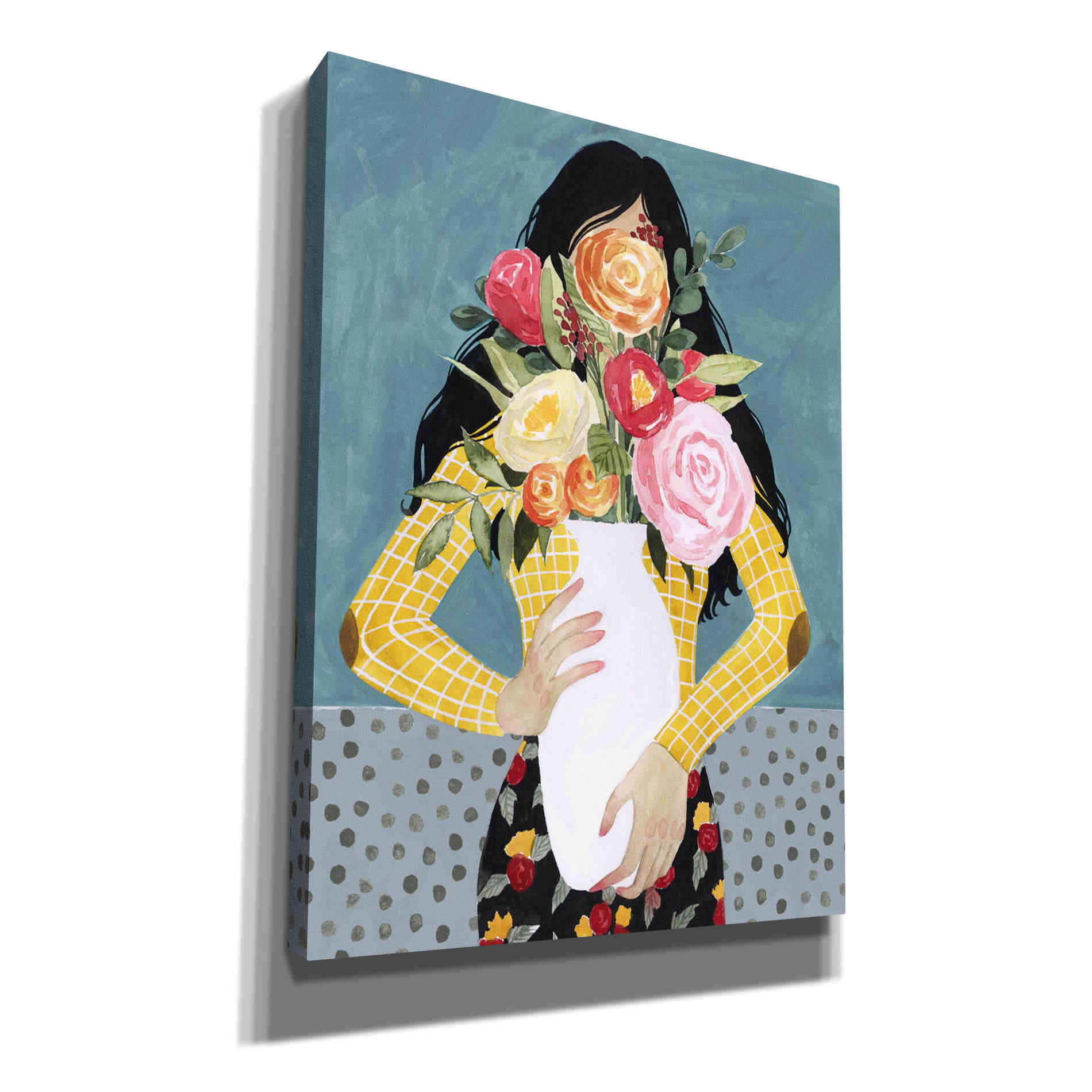 'Flower Vase Girl II' by Grace Popp, Canvas Wall Glass