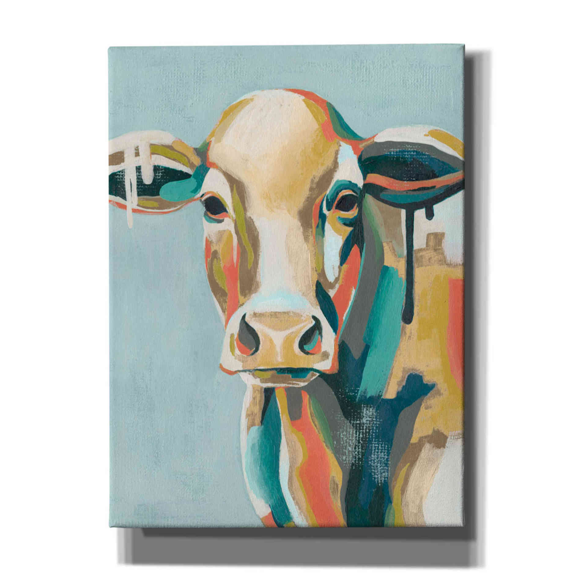 'Colorful Cows I' by Grace Popp, Canvas Wall Glass