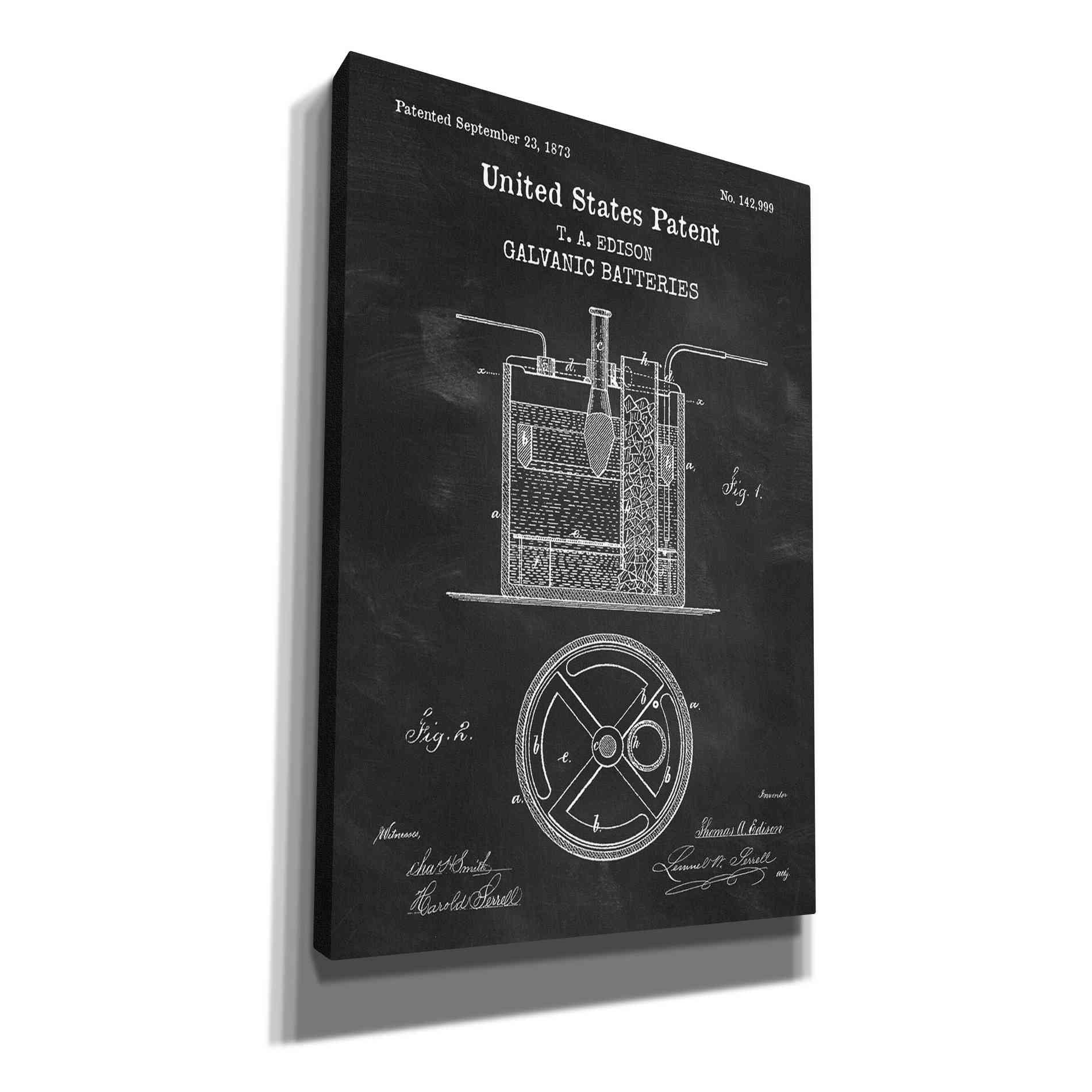 'Battery Blueprint Patent Chalkboard,' Canvas Wall Art