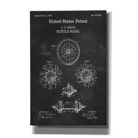 'Bicycle Wheel Blueprint Patent Chalkboard,' Canvas Wall Art