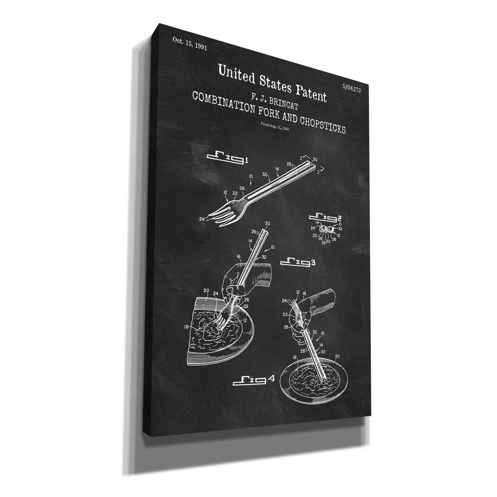 'Chopsticks Blueprint Patent Chalkboard,' Canvas Wall Art