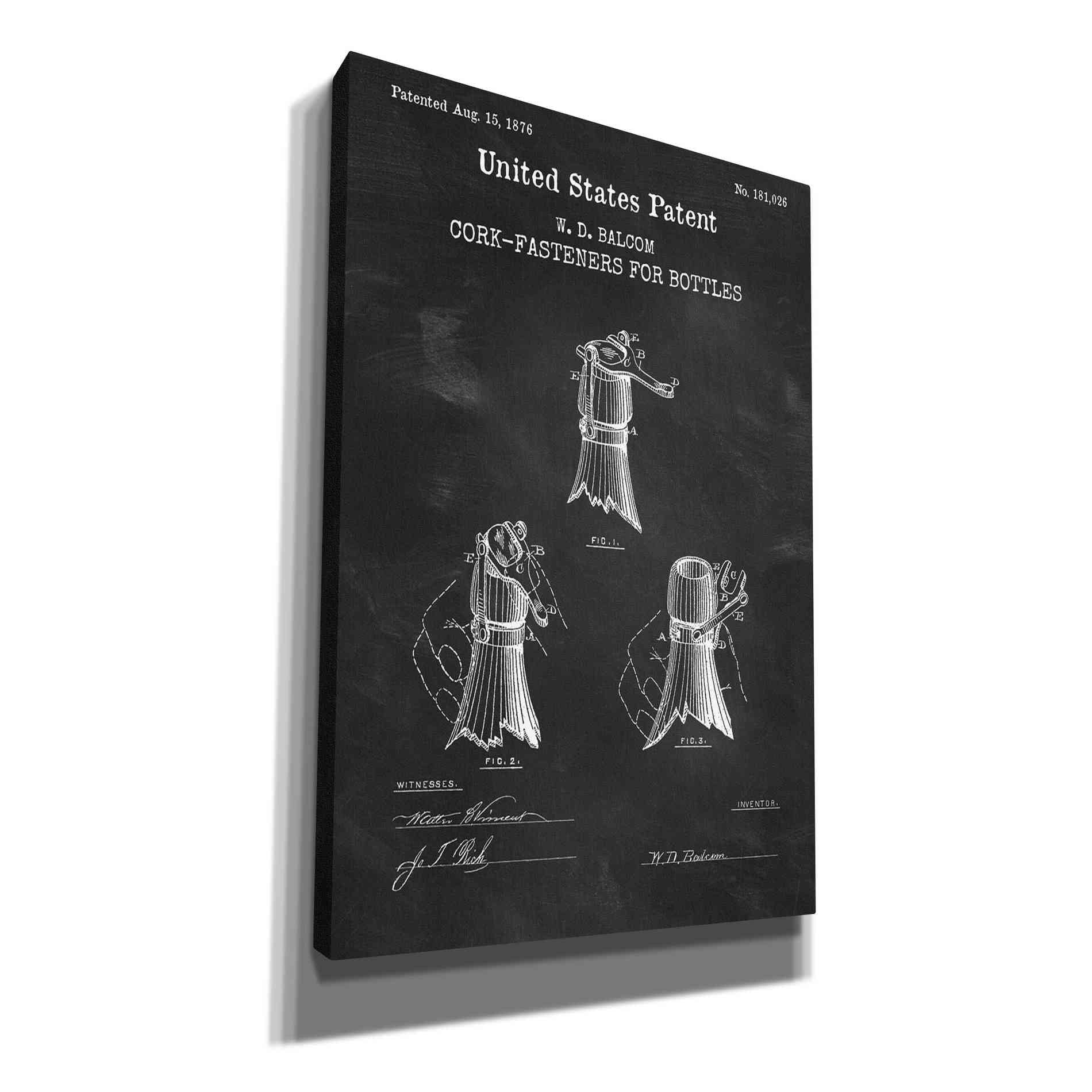 'Cork Fastener Blueprint Patent Chalkboard,' Canvas Wall Art