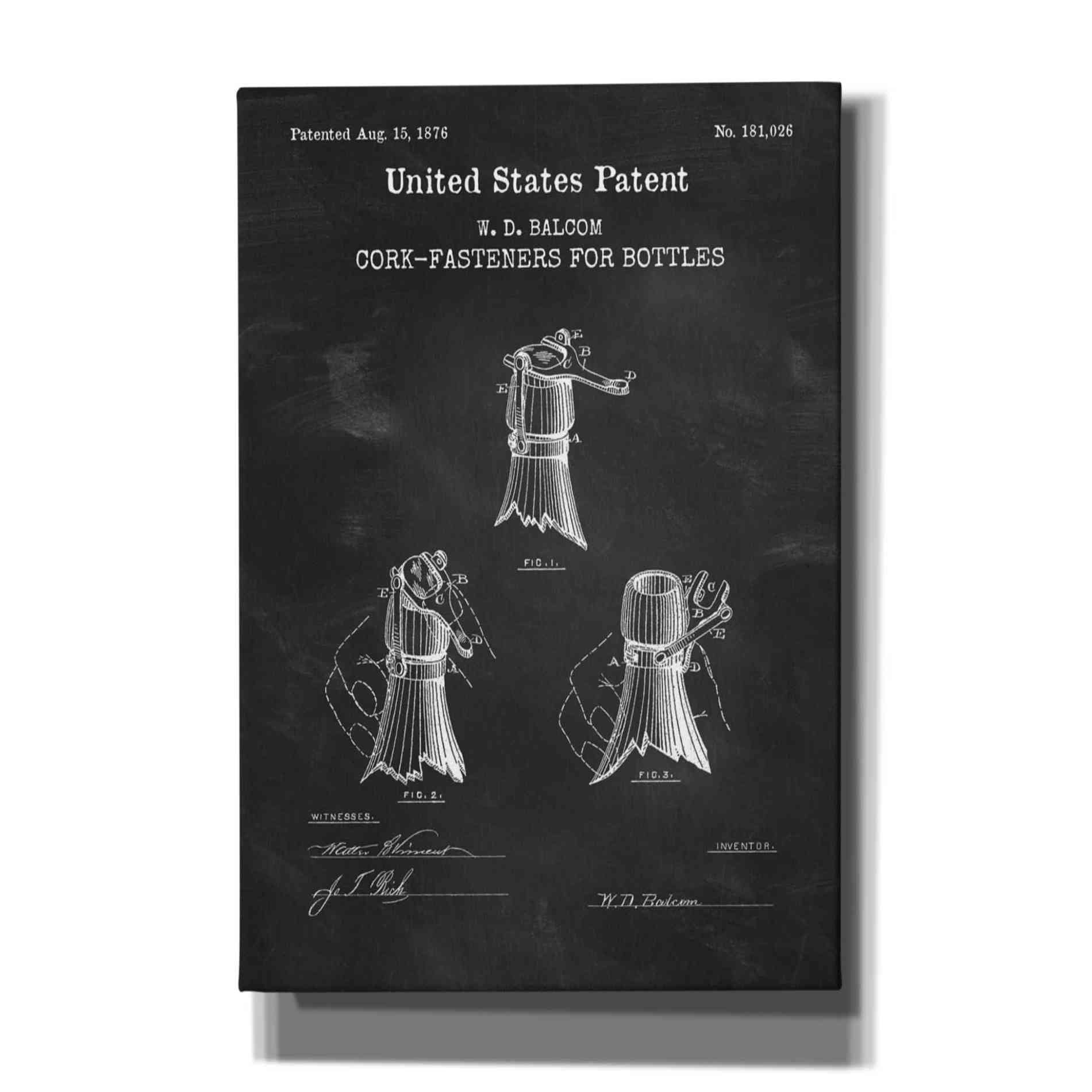 'Cork Fastener Blueprint Patent Chalkboard,' Canvas Wall Art