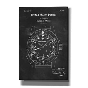 'Diver's Watch Blueprint Patent Chalkboard,' Canvas Wall Art