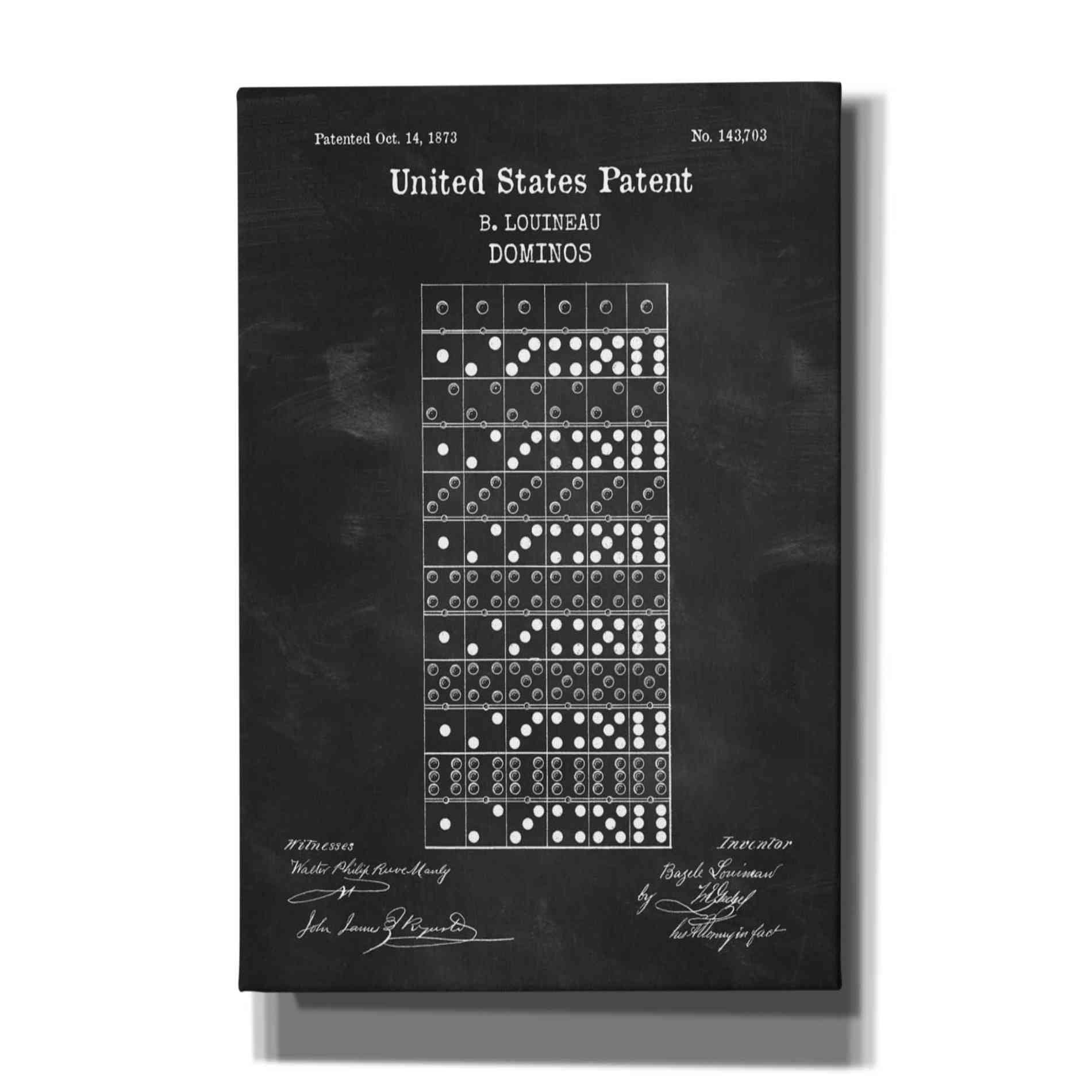 'Domino Blueprint Patent Chalkboard,' Canvas Wall Art
