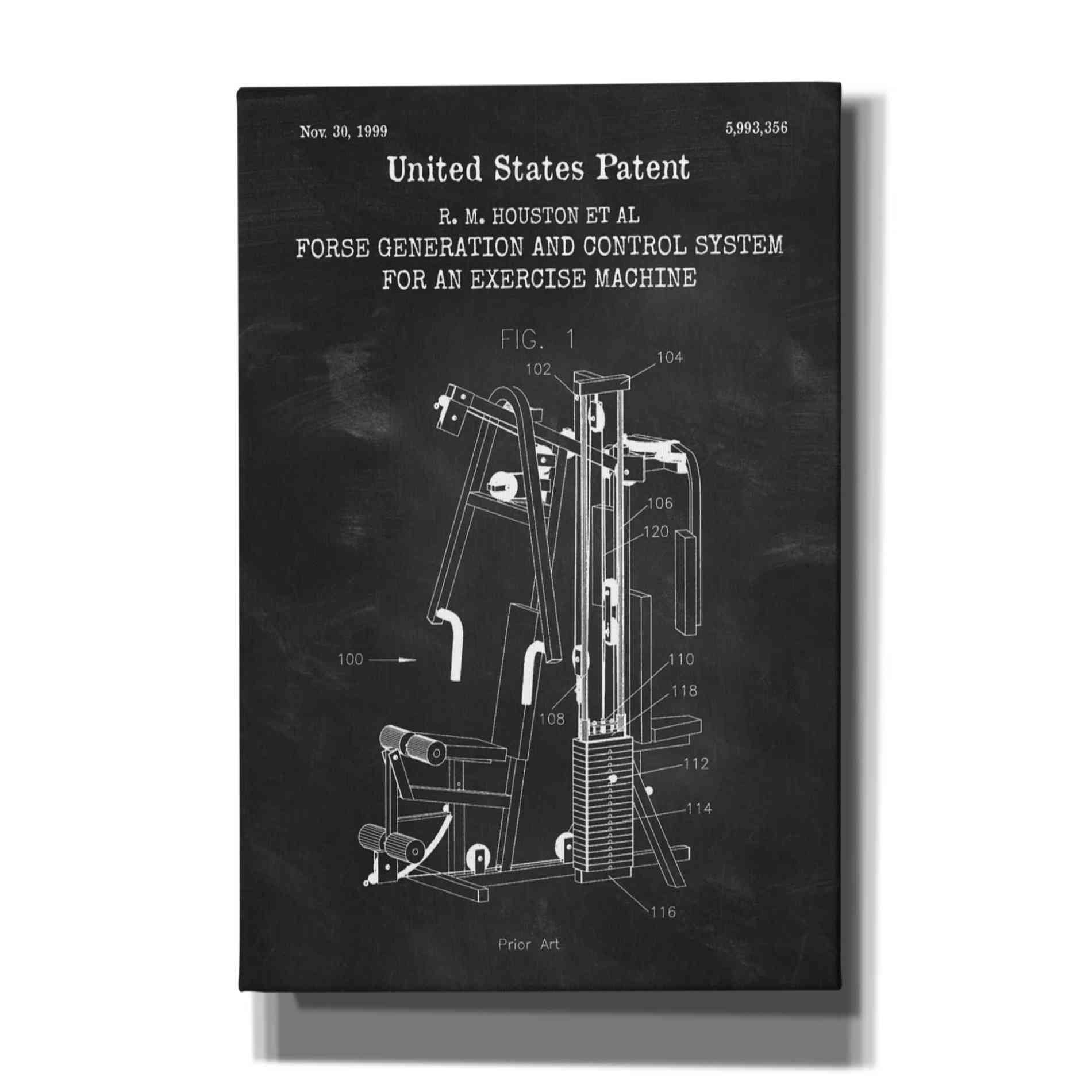 'Exercise Blueprint Patent Chalkboard,' Canvas Wall Art