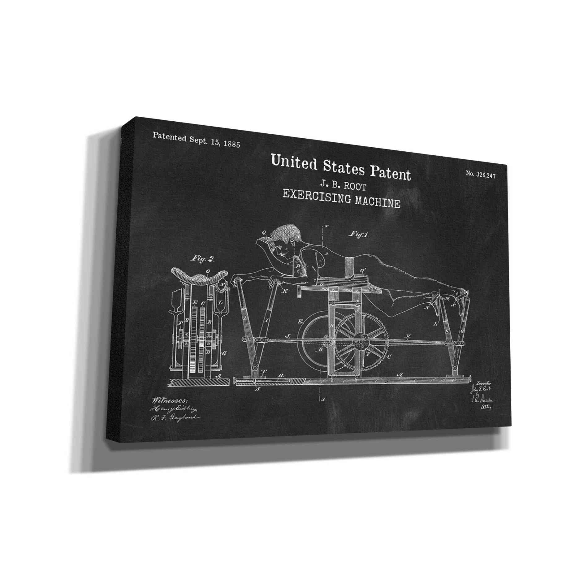 'Exercising Machine Blueprint Patent Chalkboard,' Canvas Wall Art