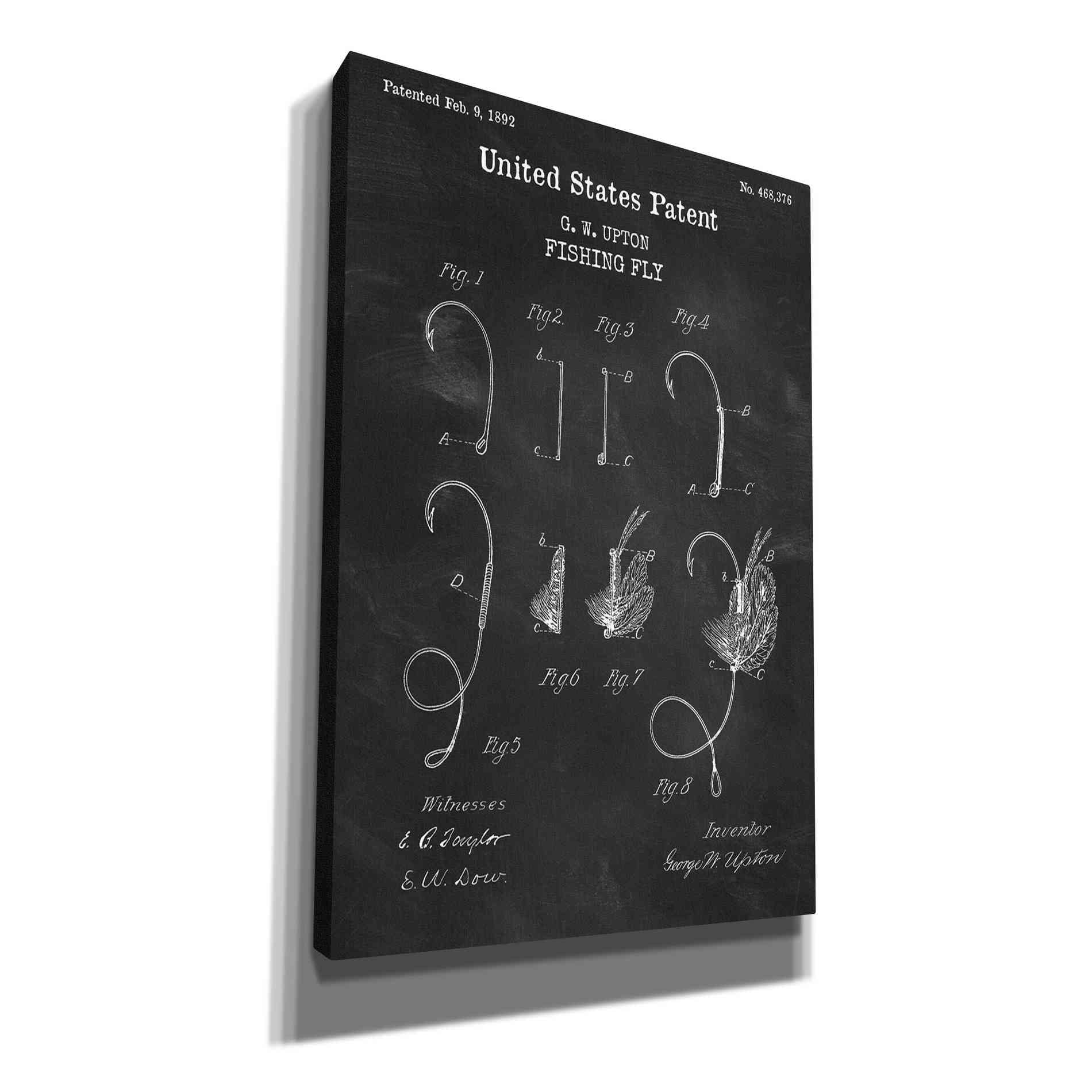 'Fishing Fly Blueprint Patent Chalkboard,' Canvas Wall Art