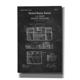'Fishing Tackle Box Blueprint Patent Chalkboard,' Canvas Wall Art