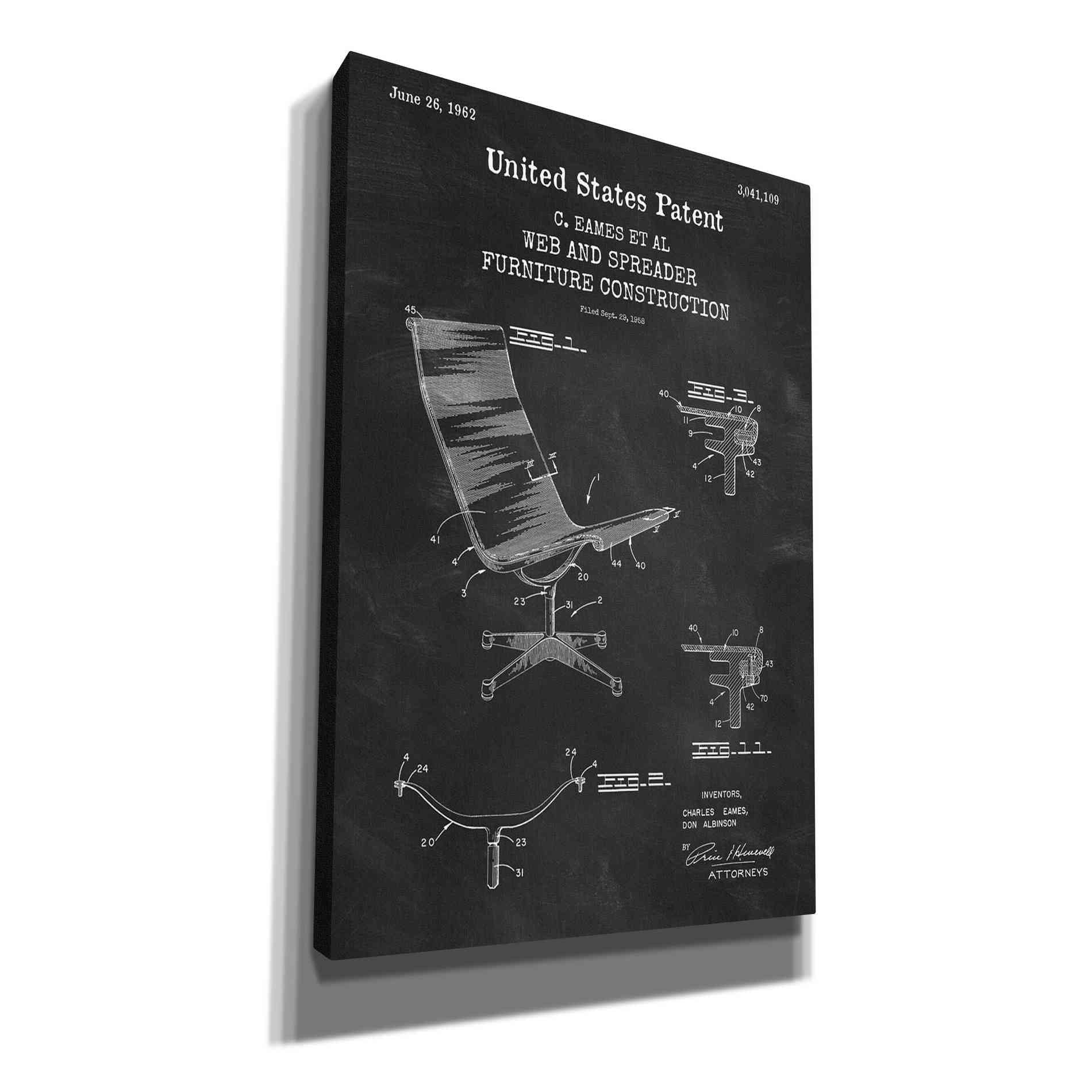 'Furniture Construction Blueprint Patent Chalkboard,' Canvas Wall Art