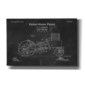 'HayBaler Blueprint Patent Chalkboard,' Canvas Wall Art