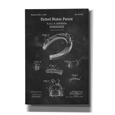 Image of 'Horseshoe Blueprint Patent Chalkboard,' Canvas Wall Art