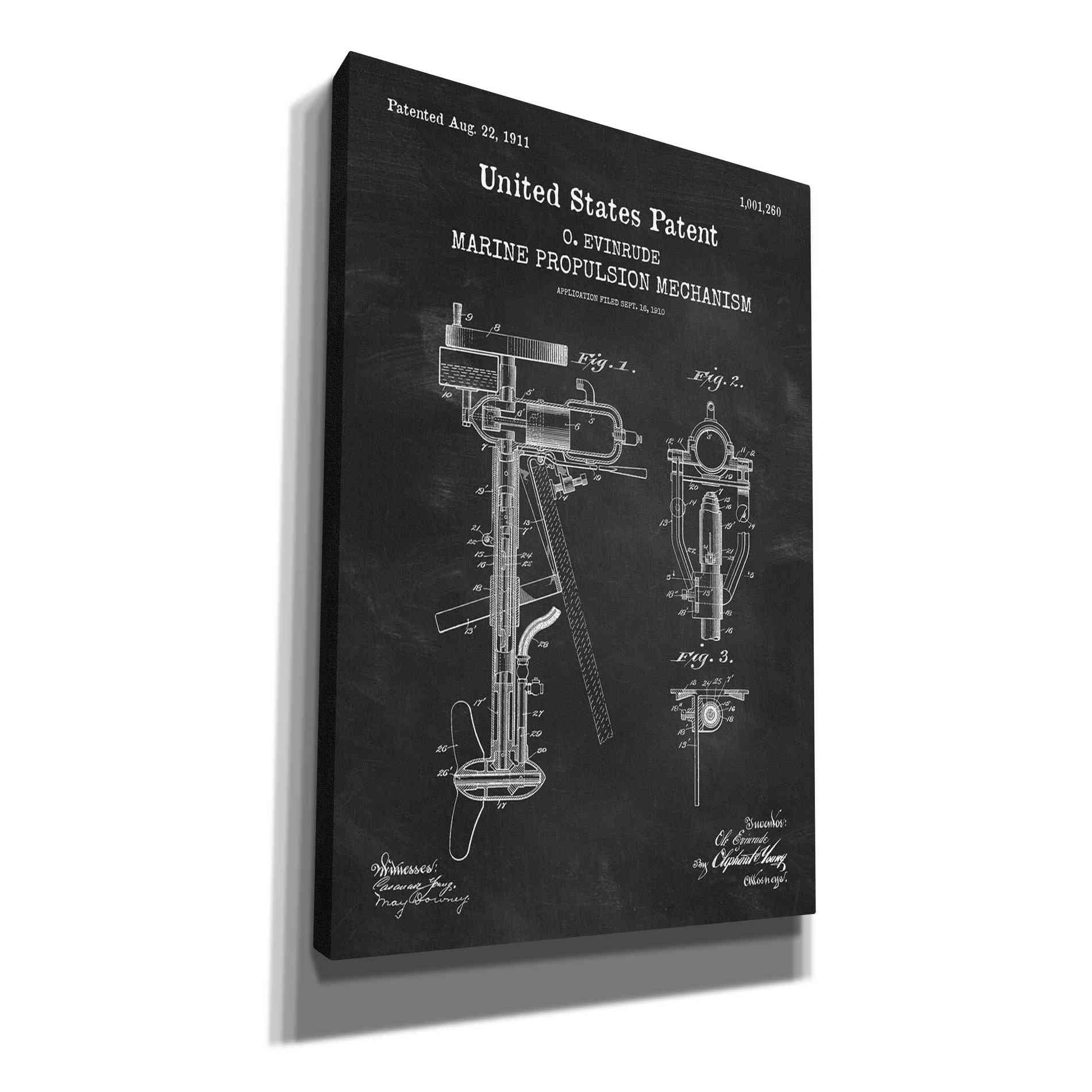 'Marine Propulsion Blueprint Patent Chalkboard,' Canvas Wall Art