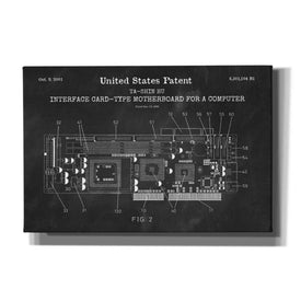 'Computer Motherboard Blueprint Patent Chalkboard,' Canvas Wall Art