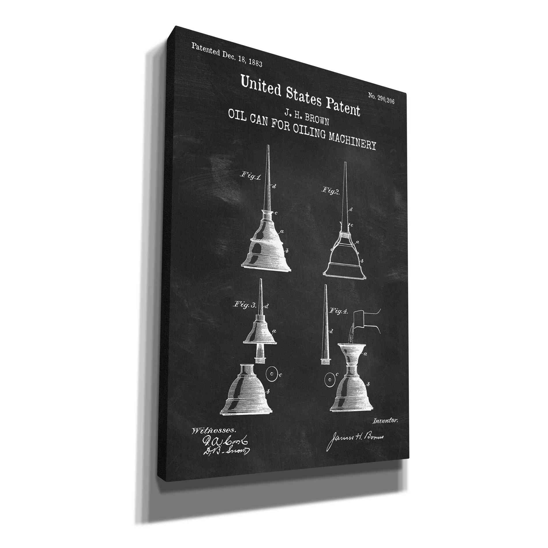'Oil Can Blueprint Patent Chalkboard,' Canvas Wall Art