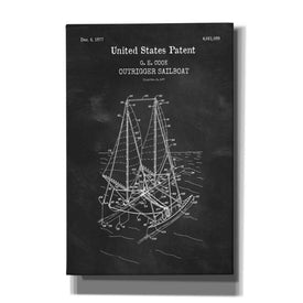 'Outrigger Sailboat Blueprint Patent Chalkboard,' Canvas Wall Art