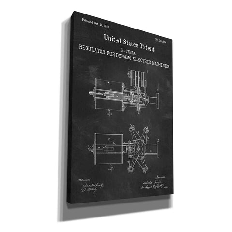 Image of 'Tesla's Regulator for Electric Machines Blueprint Patent Chalkboard,' Canvas Wall Art