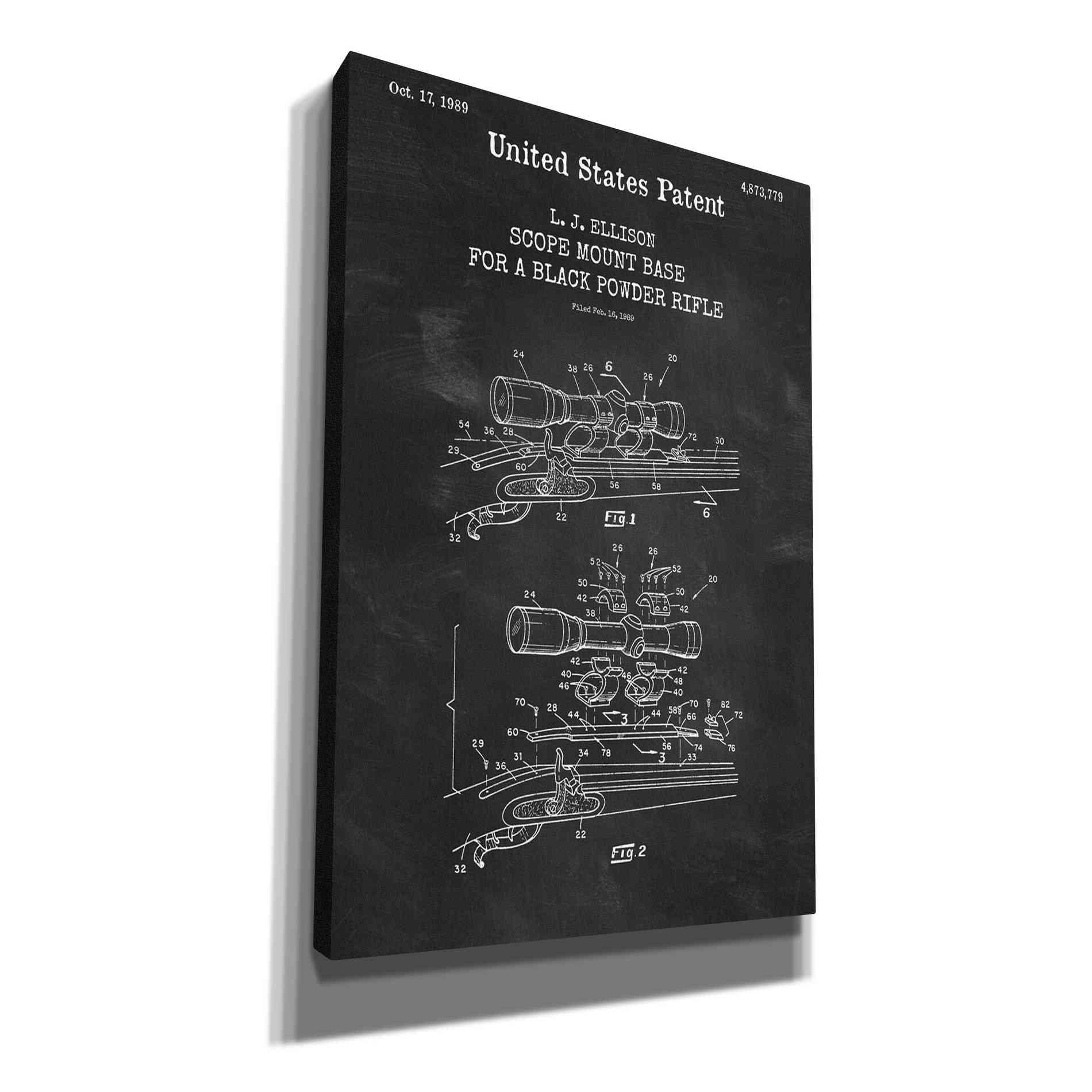 'Scope mount base Blueprint Patent Chalkboard,' Canvas Wall Art