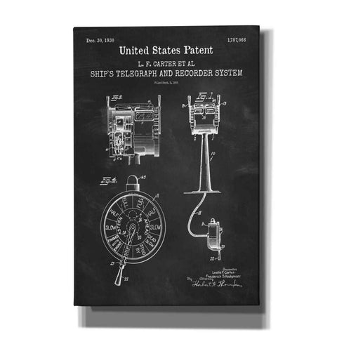Image of 'Ship's Telegraph and Record System Blueprint Patent Chalkboard,' Canvas Wall Art