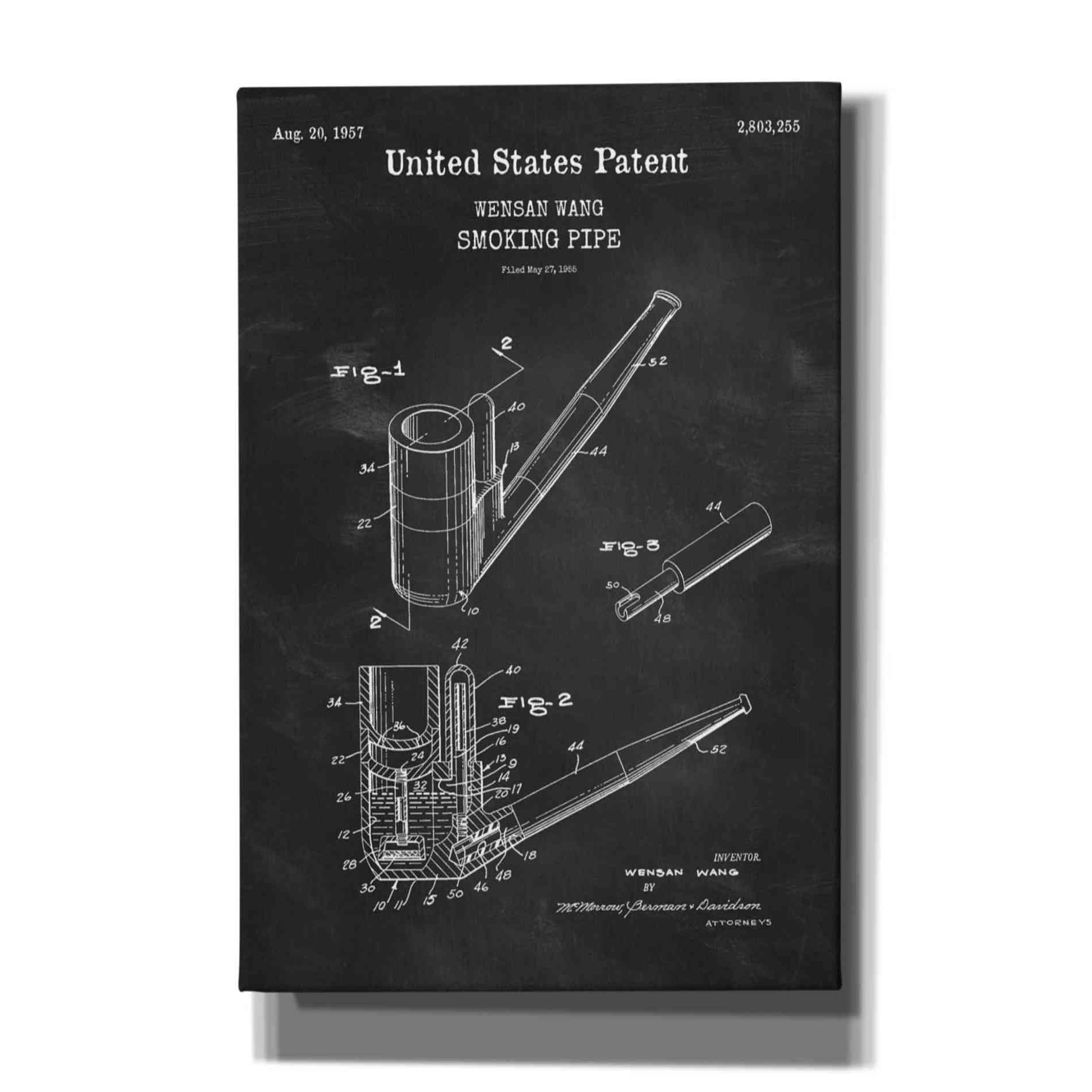 'Smoking Pipe Blueprint Patent Chalkboard,' Canvas Wall Art