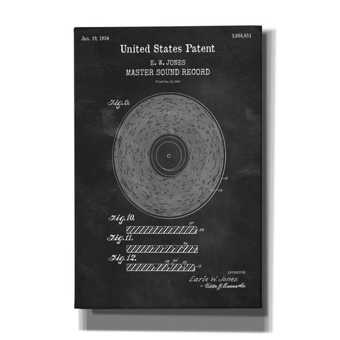Image of 'Master Sound Record Blueprint Patent Chalkboard,' Canvas Wall Art