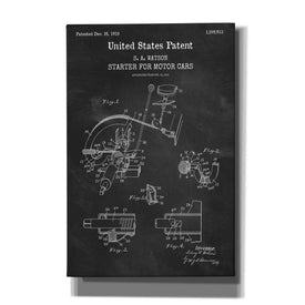 'Starter for Motor Cars Blueprint Patent Chalkboard,' Canvas Wall Art