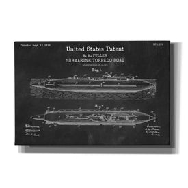 'Submarine Torpedo Boat Blueprint Patent Chalkboard,' Canvas Wall Art
