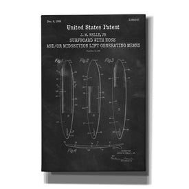 'Surfboard with nose Blueprint Patent Chalkboard,' Canvas Wall Art
