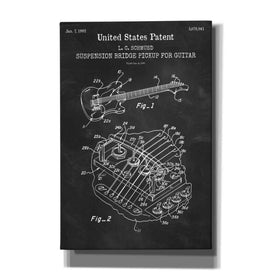 'Suspension Bridge Pickup for Guitar Blueprint Patent Chalkboard,' Canvas Wall Art
