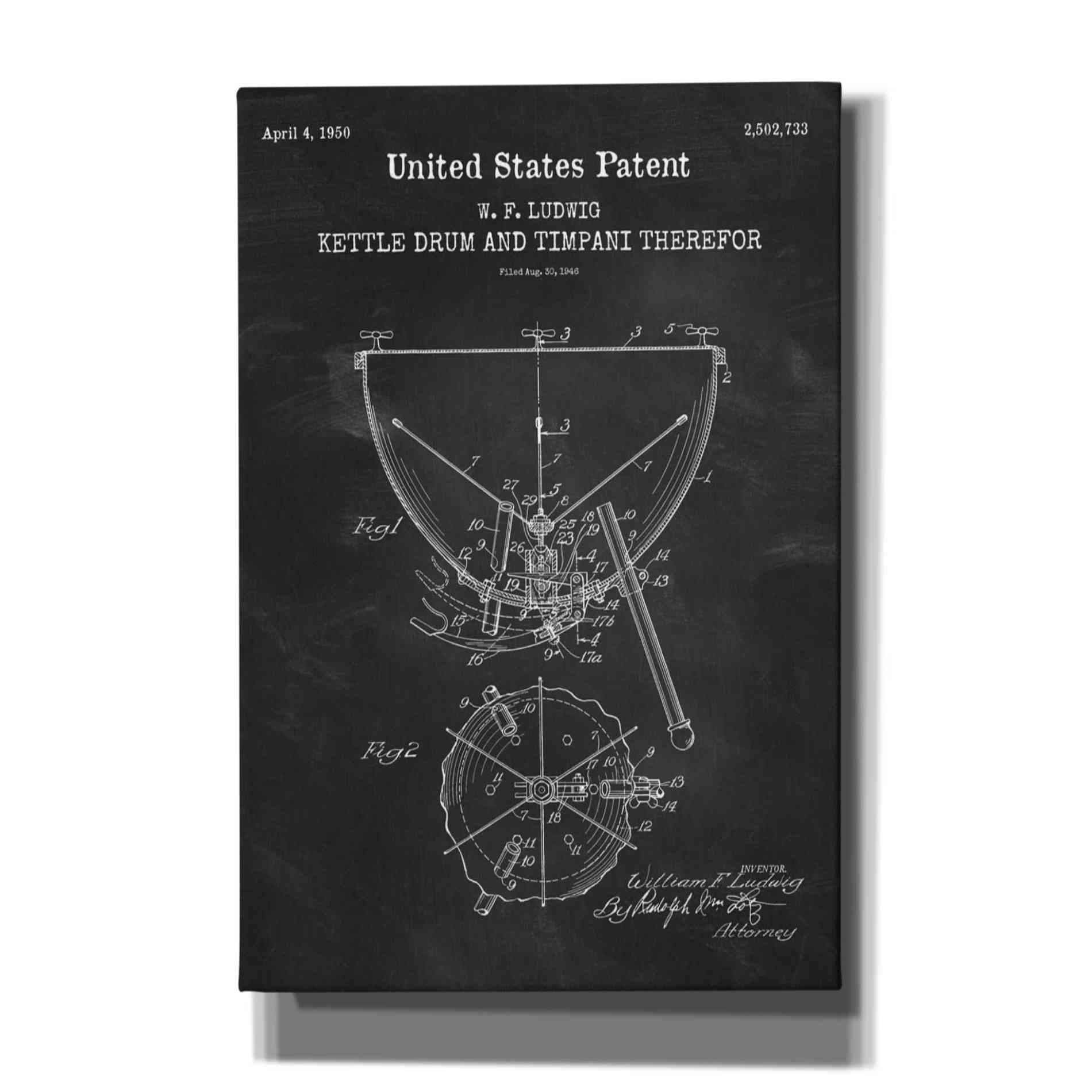 'Timpani Blueprint Patent Chalkboard,' Canvas Wall Art