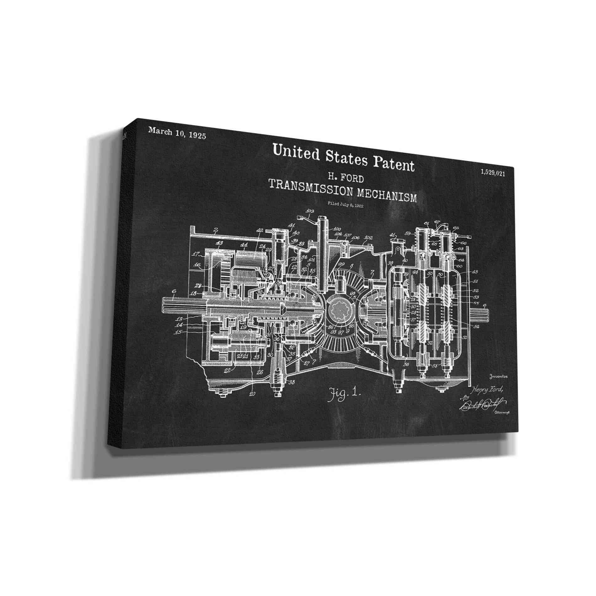 'Transmission Blueprint Patent Chalkboard,' Canvas Wall Art