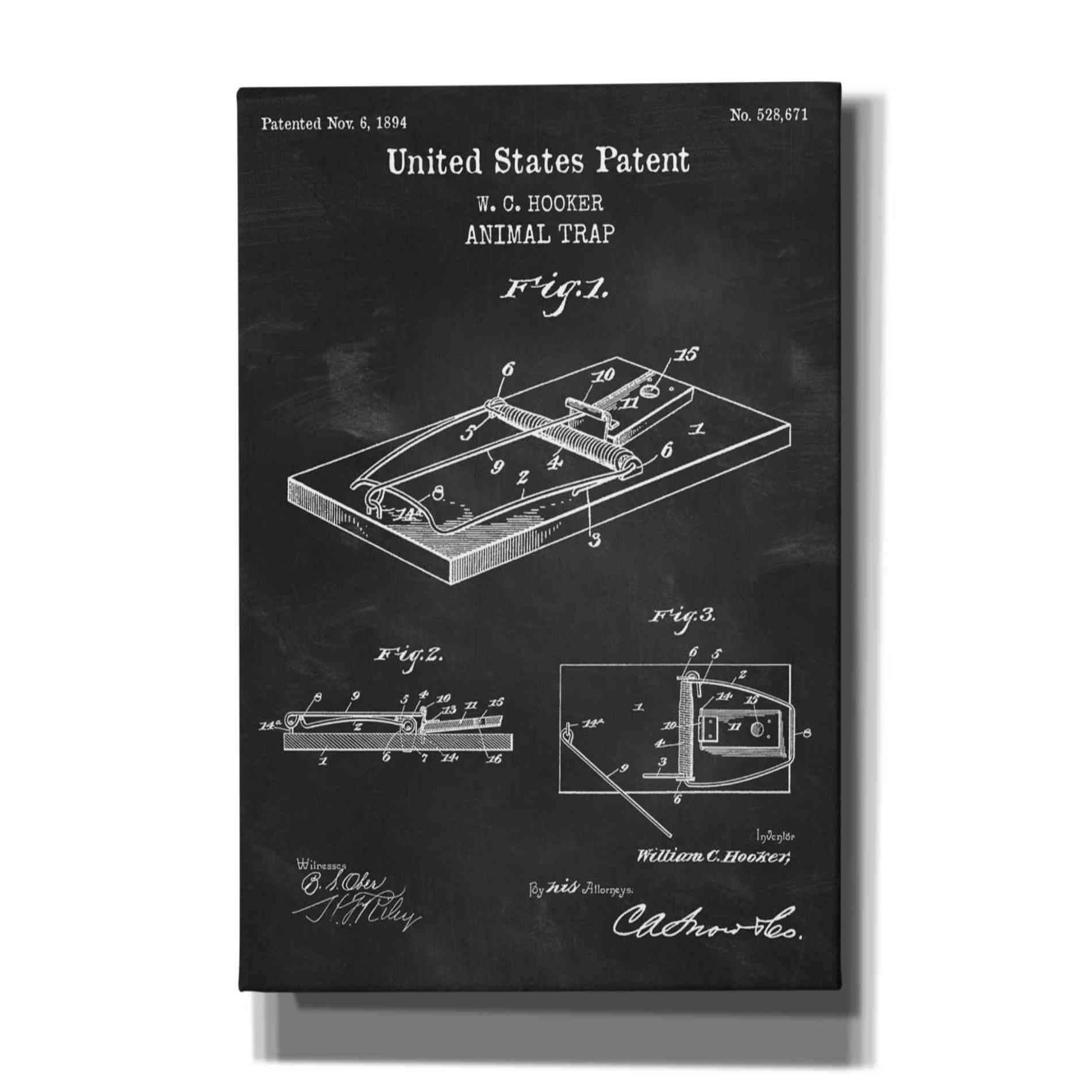 'Trap Blueprint Patent Chalkboard,' Canvas Wall Art