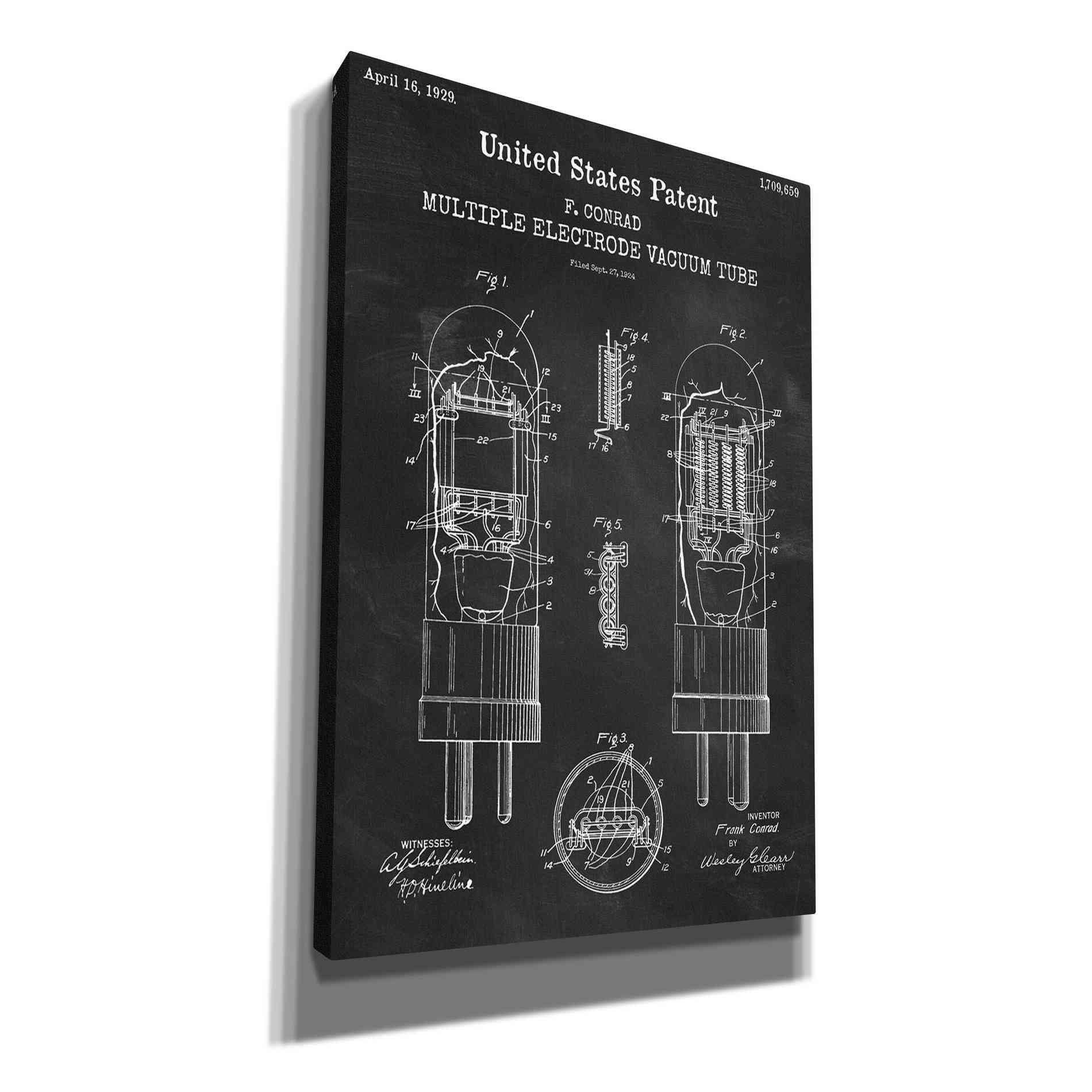 'Vacuum tube Blueprint Patent Chalkboard,' Canvas Wall Art