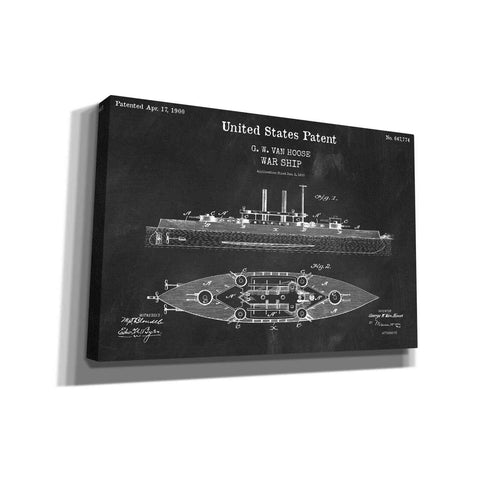 Image of 'War Ship Blueprint Patent Chalkboard,' Canvas Wall Art