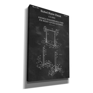 'Weight Lifting Equipment Blueprint Patent Chalkboard,' Canvas Wall Art