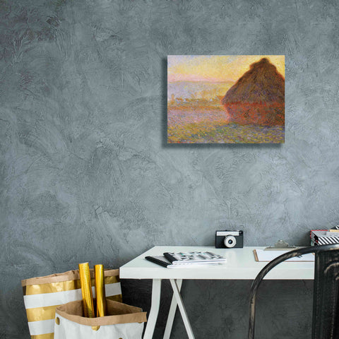 Image of 'Grainstack Sunset' by Claude Monet, Canvas Wall Art,16 x 12