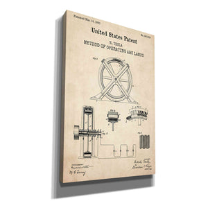 'Arc Lamps Blueprint Patent Parchment,' Canvas Wall Art
