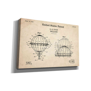 'Balloon Blueprint Patent Parchment,' Canvas Wall Art