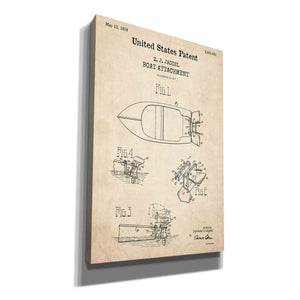 'Boat Attachment Blueprint Patent Parchment,' Canvas Wall Art