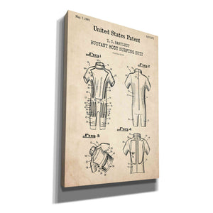 'Body Surfing Suit Blueprint Patent Parchment,' Canvas Wall Art