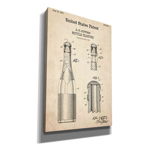 Image of 'Bottle Closure Blueprint Patent Parchment,' Canvas Wall Art