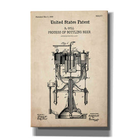 'Bottling Beer Machine Blueprint Patent Parchment,' Canvas Wall Art